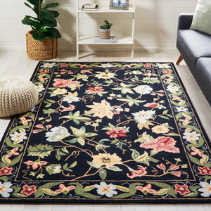 Safavieh Hk311 Hand Hooked  Rug Black 6' x 9' Oval