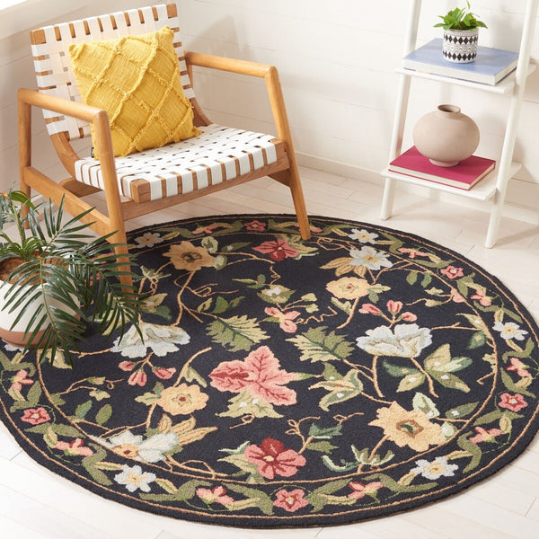 Safavieh Hk311 Hand Hooked  Rug Black 6' x 9' Oval