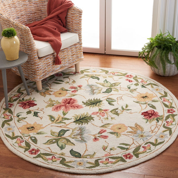 Safavieh Hk311 Hand Hooked  Rug Ivory 8' x 8' Square