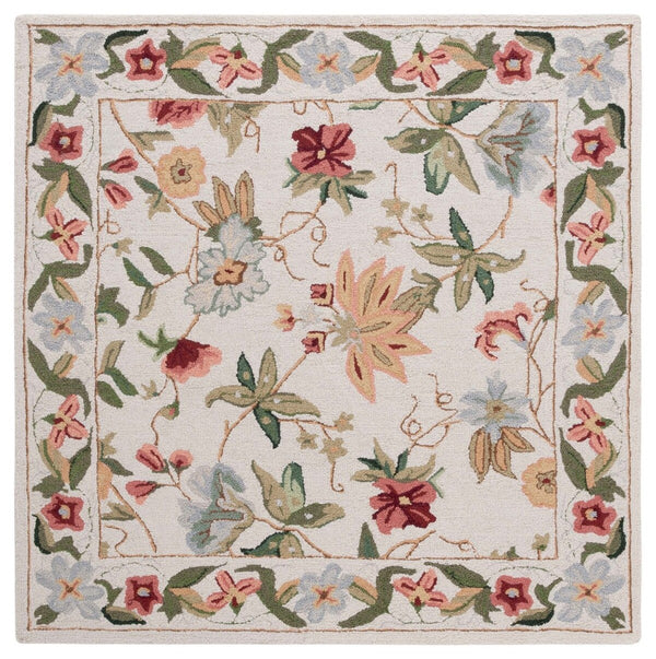 Safavieh Hk311 Hand Hooked  Rug Ivory 8' x 8' Square