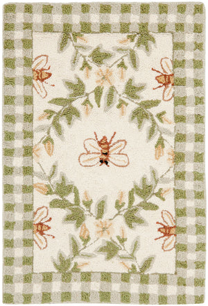 Safavieh Hk55 Hand Hooked  Rug Ivory / Green 6' x 9' Oval
