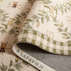 Safavieh Hk55 Hand Hooked  Rug Ivory / Green 6' x 9' Oval