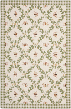 Safavieh Hk55 Hand Hooked  Rug Ivory / Green 6' x 9' Oval