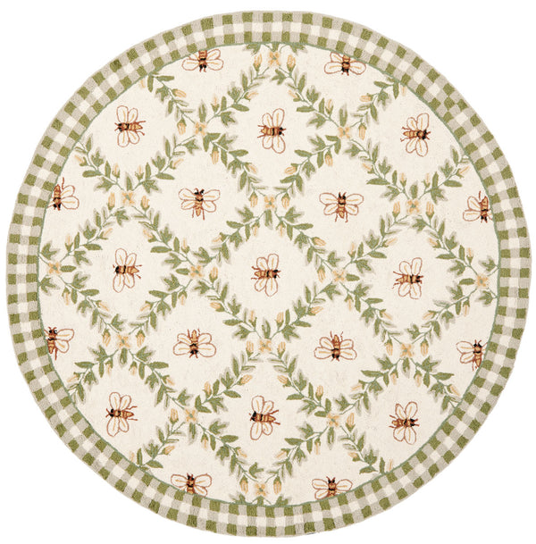 Safavieh Hk55 Hand Hooked  Rug Ivory / Green 6' x 9' Oval
