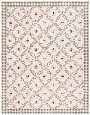 Safavieh Hk55 Hand Hooked  Rug Ivory / Green 6' x 9' Oval