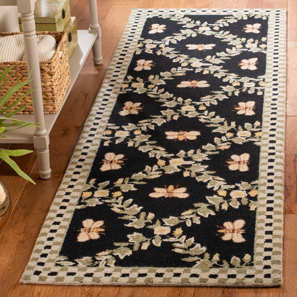 Safavieh Hk55 Hand Hooked  Rug Black 6' x 9' Oval