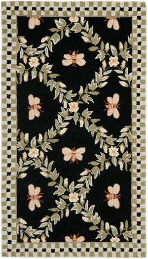 Safavieh Hk55 Hand Hooked  Rug Black 6' x 9' Oval