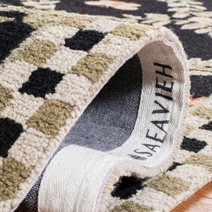 Safavieh Hk55 Hand Hooked  Rug Black 6' x 9' Oval