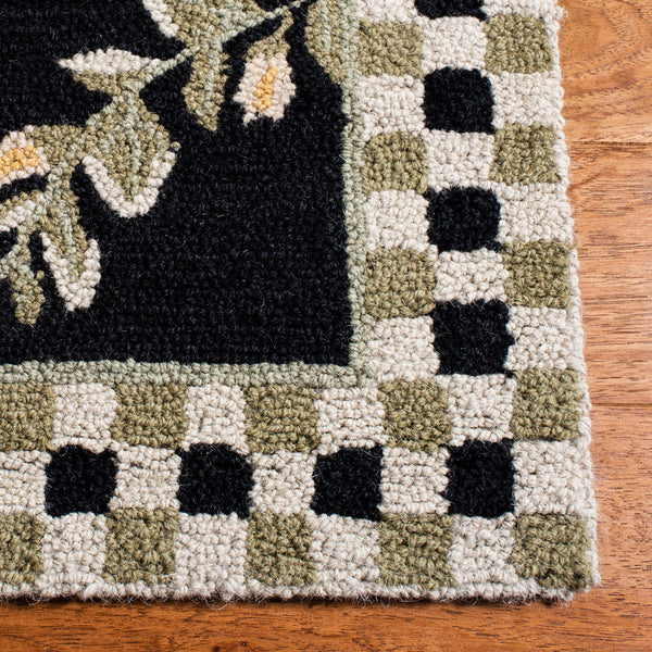 Safavieh Hk55 Hand Hooked  Rug Black 6' x 9' Oval