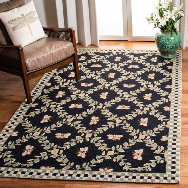 Safavieh Hk55 Hand Hooked  Rug Black 6' x 9' Oval