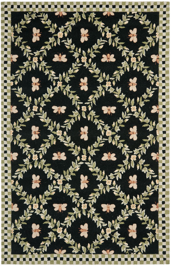 Safavieh Hk55 Hand Hooked  Rug Black 6' x 9' Oval