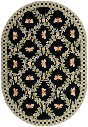 Safavieh Hk55 Hand Hooked  Rug Black 6' x 9' Oval