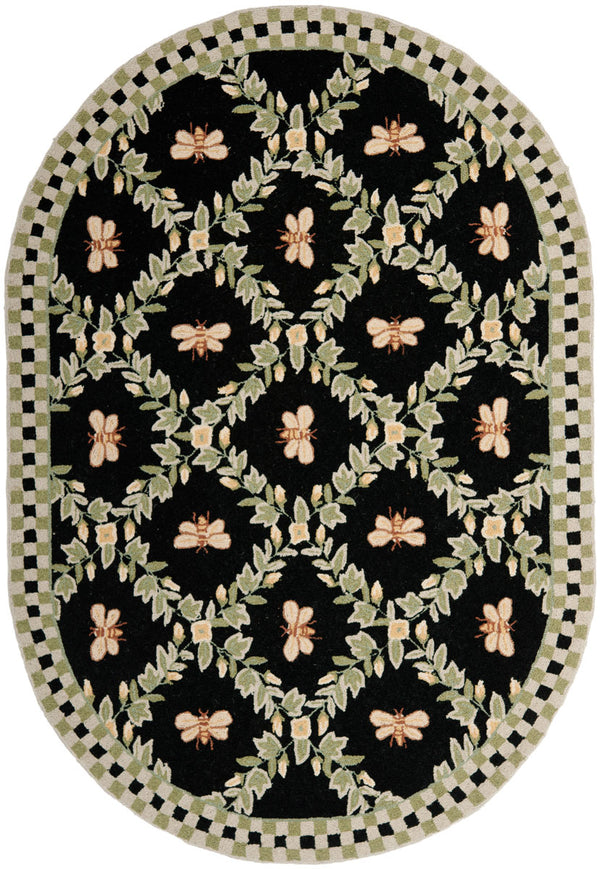 Safavieh Hk55 Hand Hooked  Rug Black 6' x 9' Oval