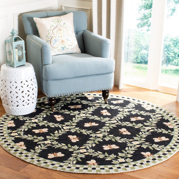 Safavieh Hk55 Hand Hooked  Rug Black 6' x 9' Oval