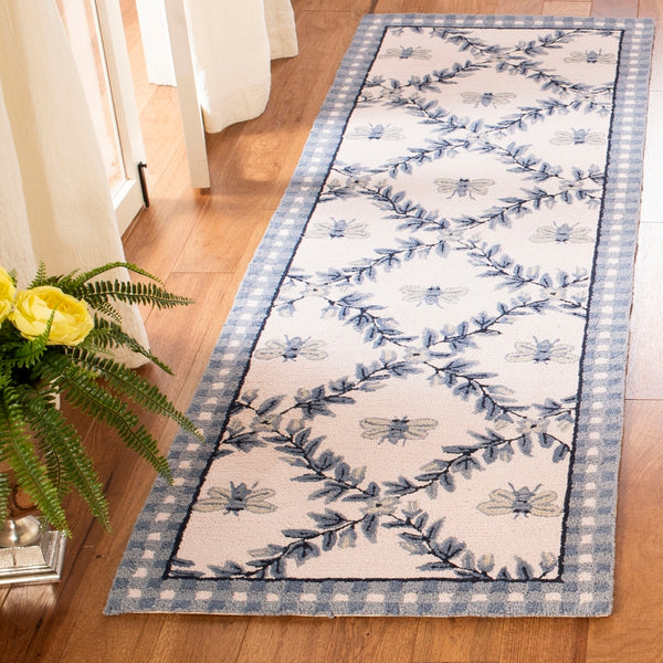 Safavieh Hk55 Hand Hooked  Rug Ivory / Blue 2' x 3'