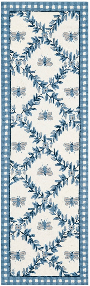 Safavieh Hk55 Hand Hooked  Rug Ivory / Blue 2' x 3'