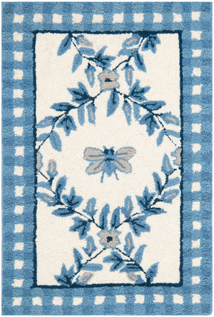Safavieh Hk55 Hand Hooked  Rug Ivory / Blue 2' x 3'