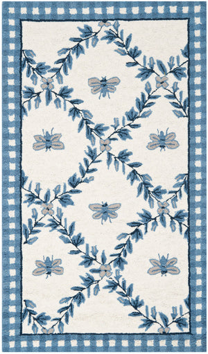 Safavieh Hk55 Hand Hooked  Rug Ivory / Blue 2' x 3'