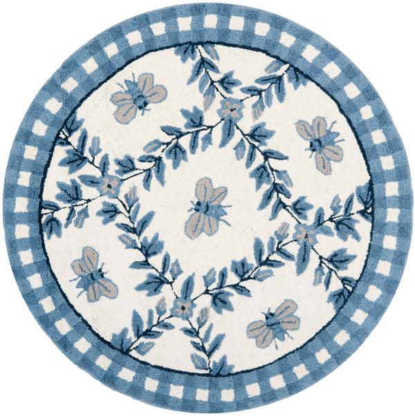 Safavieh Hk55 Hand Hooked  Rug Ivory / Blue 2' x 3'