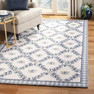 Safavieh Hk55 Hand Hooked  Rug Ivory / Blue 2' x 3'