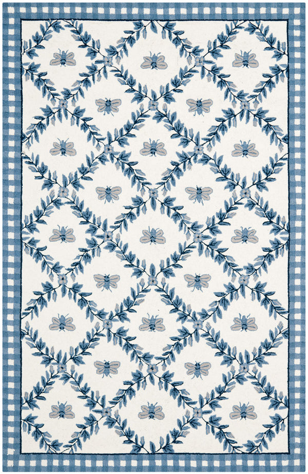 Safavieh Hk55 Hand Hooked  Rug Ivory / Blue 2' x 3'
