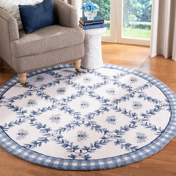 Safavieh Hk55 Hand Hooked  Rug Ivory / Blue 2' x 3'