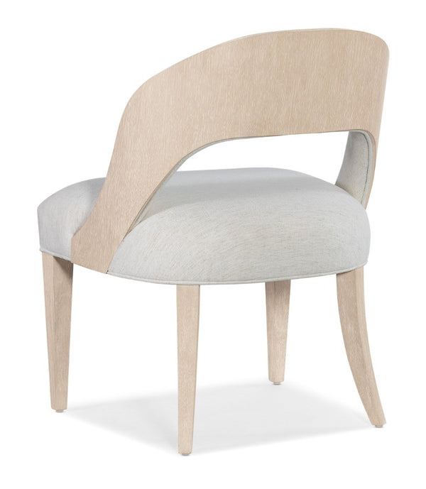 Hooker Furniture Nouveau Barrel-Back Side Chair In Nomad Snow Linen-Poly With Sandstone Oak Veneer Finish, Elegant Comfort 6500-75411-80