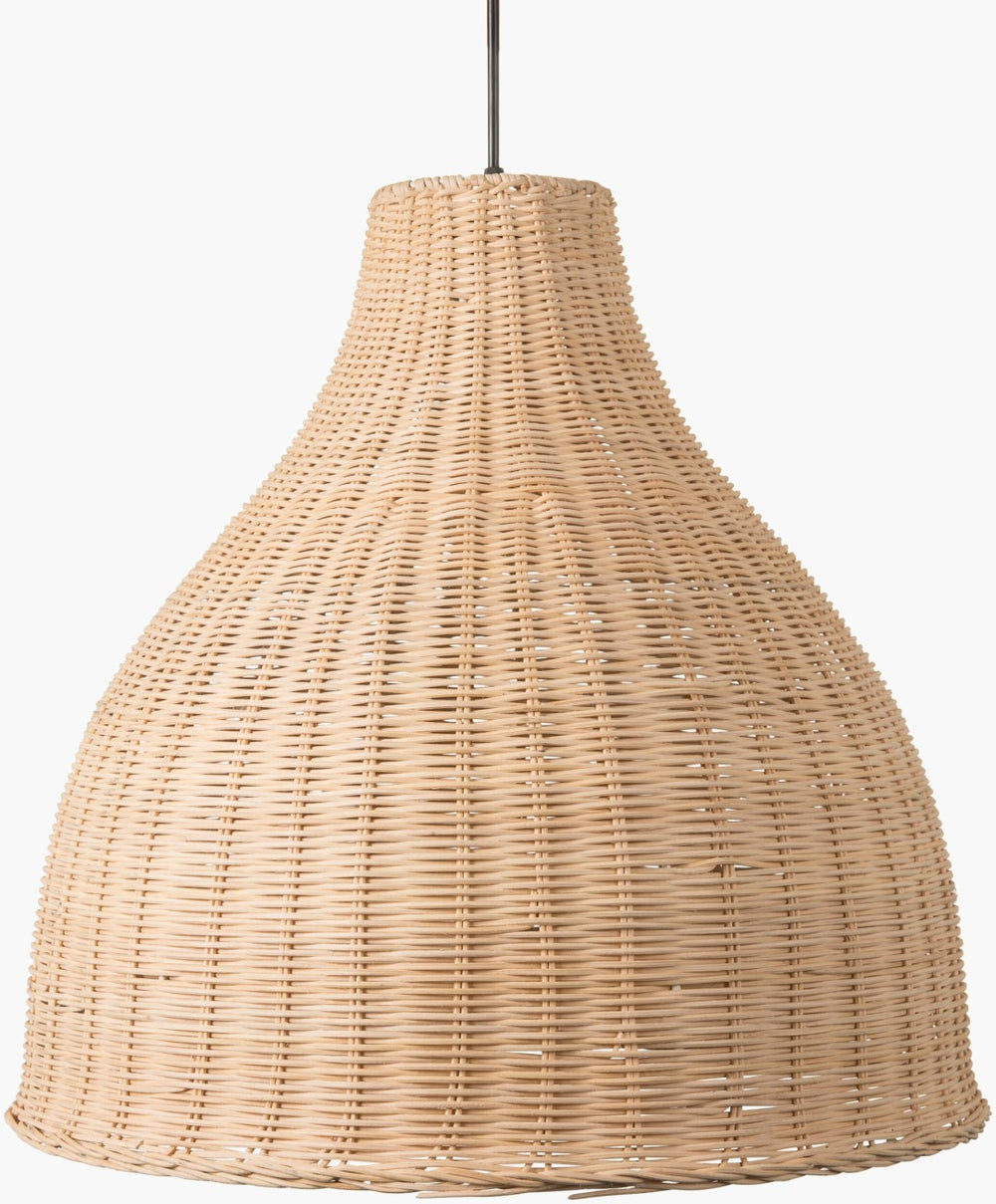 Surya Hakka 76" Tall Rattan And Metal Pendant Light - Unique Cottage-style Decor For Any Living Space Fixture, Beige,Shade, Beige,Cord, Black Rattan,Rattan Hka-001