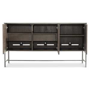 Bernhardt Bernhardt Outline Buffet With Wire-Brushed Oak, Textured Steel Frame, Soft-Close Drawers & Shelves 360135