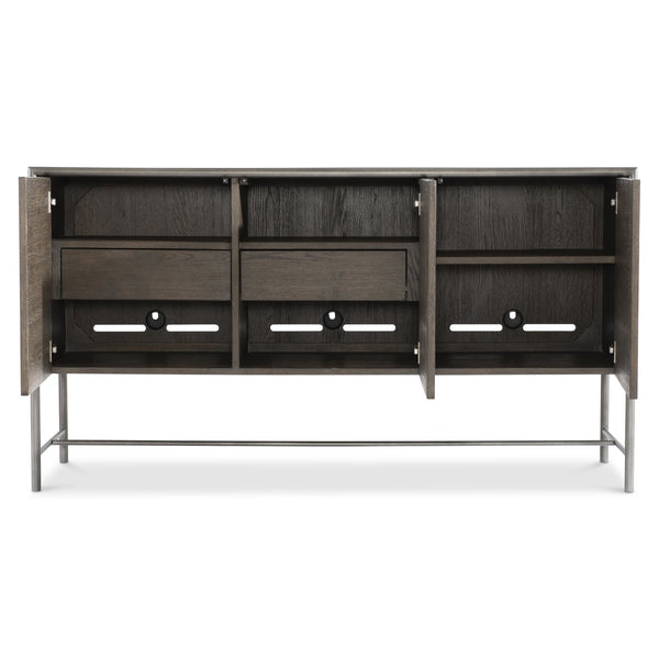 Bernhardt Bernhardt Outline Buffet With Wire-Brushed Oak, Textured Steel Frame, Soft-Close Drawers & Shelves 360135