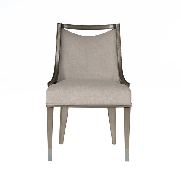 A.R.T. Furniture Cove Side Chair - Elegant Transitional Glam Design With Mica Finish, Upholstered In Mushroom Fabric Grey Rubberwood Solids,Foam,Fabric,Metal 349206-2743