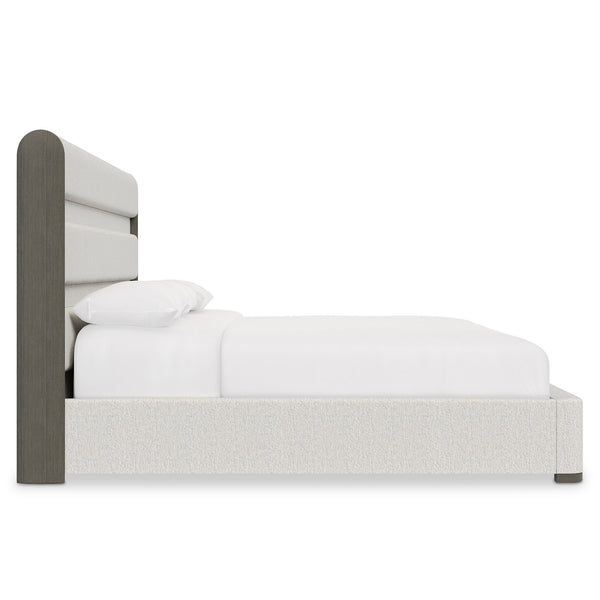 Bernhardt Bernhardt Prado Panel Bed California King — Rustic Modern Upholstered Headboard With Porcini Wood Accents K1885