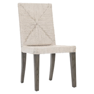 Bernhardt Bernhardt Palma Side Chair With Woven Abaca Diamond Back, Rustic Grey Oak Legs, Coastal-Modern Comfort 309561