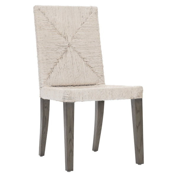 Bernhardt Bernhardt Palma Side Chair With Woven Abaca Diamond Back, Rustic Grey Oak Legs, Coastal-Modern Comfort 309561