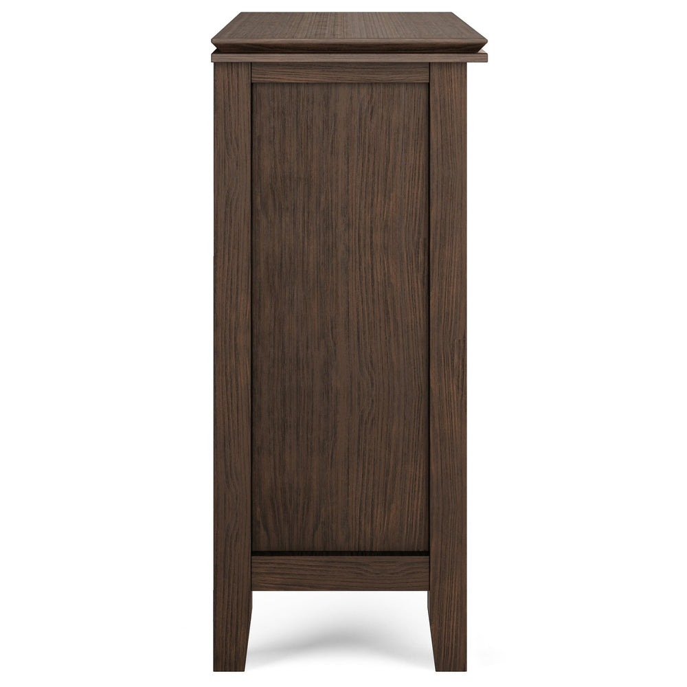 English Elm Artisan Low Storage Cabinet - Handcrafted Farmhouse Brown Wood With Glass Doors & Adjustable Shelves B136P158392