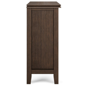 English Elm Artisan Low Storage Cabinet - Handcrafted Farmhouse Brown Wood With Glass Doors & Adjustable Shelves B136P158392