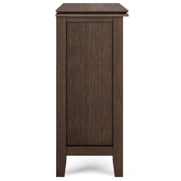 English Elm Artisan Low Storage Cabinet - Handcrafted Farmhouse Brown Wood With Glass Doors & Adjustable Shelves B136P158392