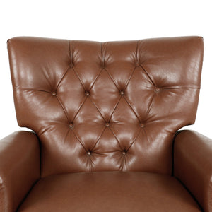 English Elm Christopher Knight Home® - Button Button Tufted Heavy Duty Manual Push-Back Recliner Chair with Nailhead Accents and Comfort Backrest Light Brown 71976.00PUCOGN