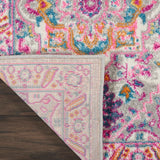 Nourison Passion PSN20 Machine Made Power-loomed Floral Border Indoor Only Bohemian  Rug Light Grey,Pink, Grey and Pink 100% Polypropylene 99446486714