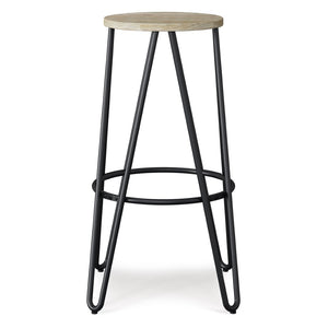 English Elm Simeon 30" Industrial Metal Bar Stool With Natural Elm Wood Seat - Modern Rustic Style & Comfort B136P159611-GIGA