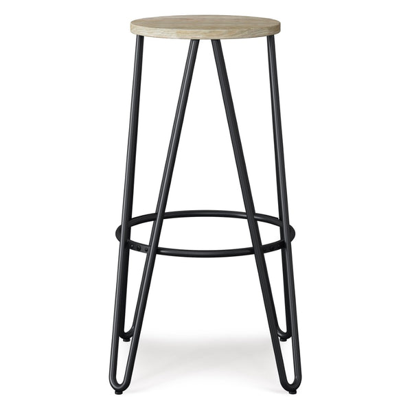 English Elm Simeon 30" Industrial Metal Bar Stool With Natural Elm Wood Seat - Modern Rustic Style & Comfort B136P159611-GIGA