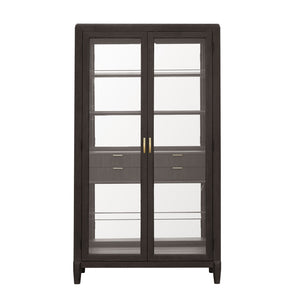 West End Loft Curio with Drawers Brown with Tuxedo Finish P361305 Pulaski Furniture