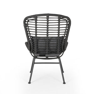 English Elm Christopher Knight Home® - Frazer Woven Rattan Patio Chairs Set of 2 with Water-Resistant Cushions and Durable Iron Frame Grey 65489.00GRY