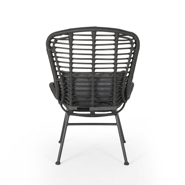 English Elm Christopher Knight Home® - Frazer Woven Rattan Patio Chairs Set of 2 with Water-Resistant Cushions and Durable Iron Frame Grey 65489.00GRY