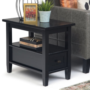 English Elm Warm Shaker Solid Wood 14-Inch Narrow Side Table – Elegant Black Finish With Storage For Small Spaces B136P159659-GIGA