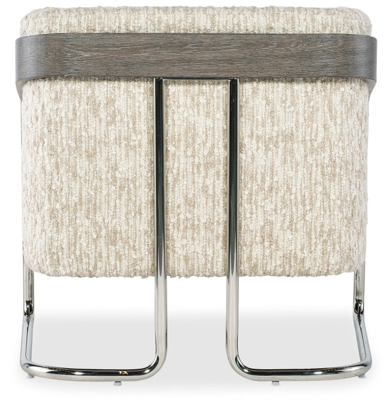 Hooker Furniture Cody Transitional Barrel Chair With Fluffy Natural Upholstery, Chrome Frame & Wood Trim Accent - Stylish Everyday Comfort CC231-412