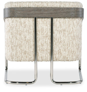 Hooker Furniture Cody Transitional Barrel Chair With Fluffy Natural Upholstery, Chrome Frame & Wood Trim Accent - Stylish Everyday Comfort CC231-412