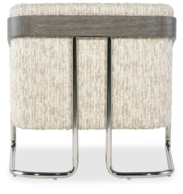 Hooker Furniture Cody Transitional Barrel Chair With Fluffy Natural Upholstery, Chrome Frame & Wood Trim Accent - Stylish Everyday Comfort CC231-412