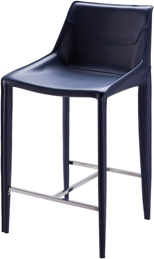 Hanks HKS-002 36"H x 21"W x 19"D Bar Stool HKS-002  Upholstery: Navy; Base: Navy Surya