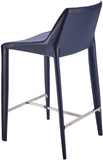 Hanks HKS-002 36"H x 21"W x 19"D Bar Stool HKS-002  Upholstery: Navy; Base: Navy Surya